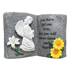 You Have Left Our Lives Solar Angel Garden Statue Lights - Waterproof Memorial Garden Book