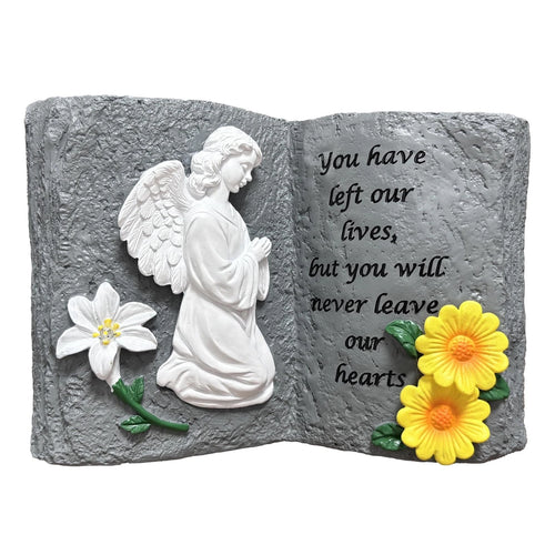 You Have Left Our Lives Solar Angel Garden Statue Lights - Waterproof Memorial Garden Book