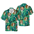 Dog Beagle Pattern Short Tall Hawaiian Shirt, Button Up Aloha Shirt For Men, Women