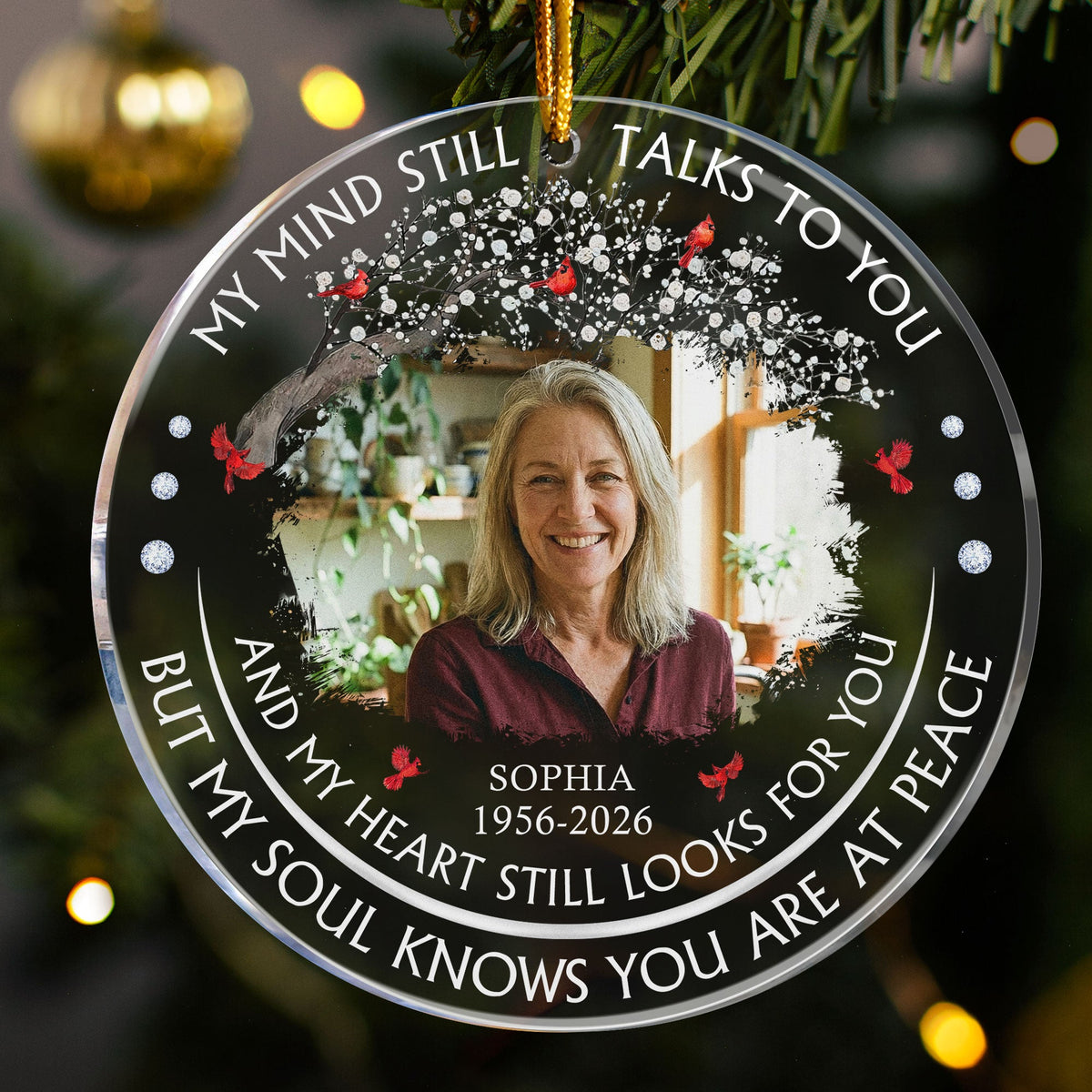 Custom Photo Memorial Christmas Ornament My Mind Still Talks To You - Personalized Ornament