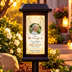Your Wings Were Ready But My Heart Was Not Personalized Memorial Solar Garden Light - Custom Memorial Photo, Name & Year, Outdoor Garden Decoration