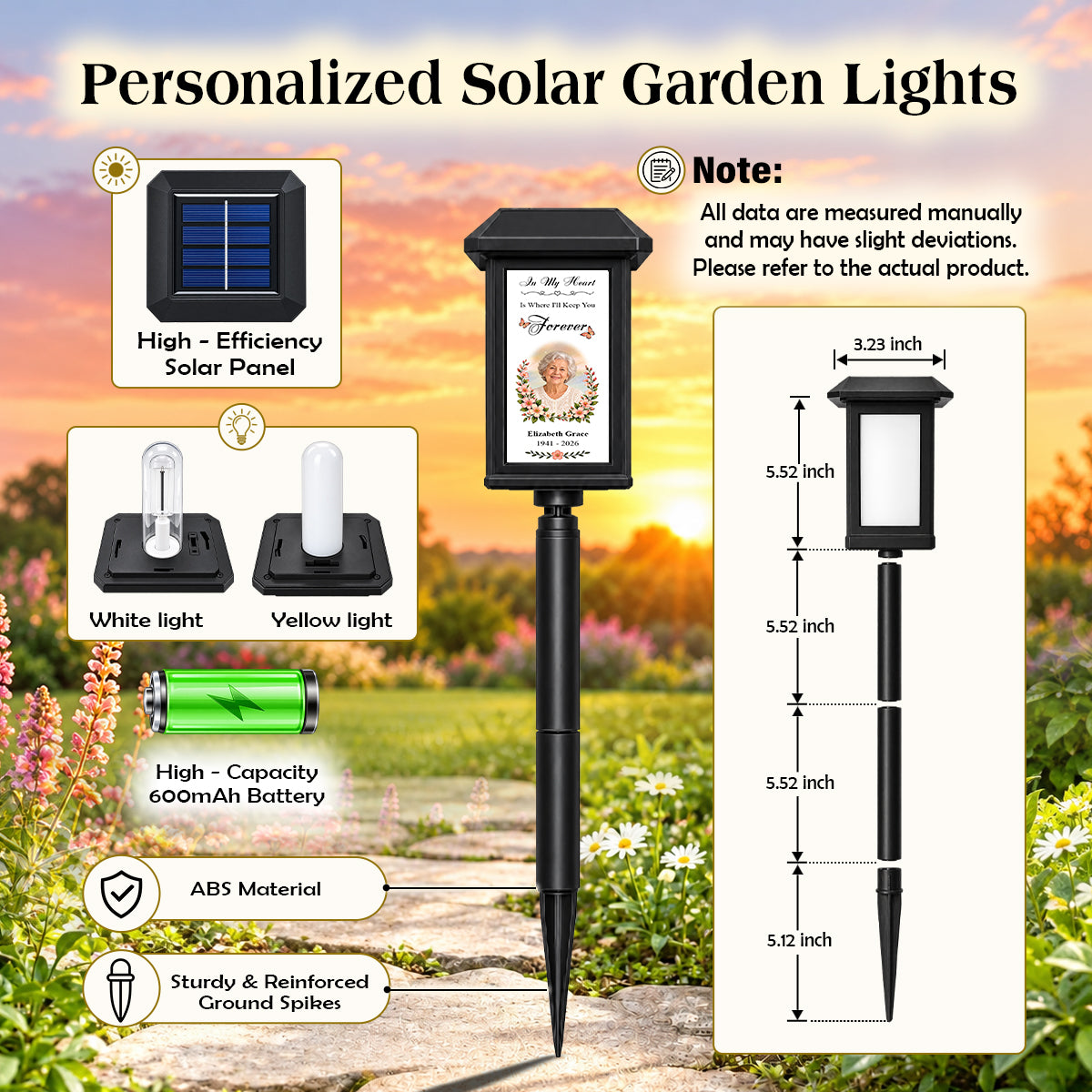 In My Heart Is Where I'll Keep You Forever - Personalized Memorial Solar Garden Light - Custom Memorial Photo, Name & Year, Outdoor Garden Decoration