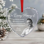 In Loving Memory You Are Loved Beyond Words - Personalized Heart Glass Photo Ornament