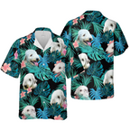 Bedlington Terrier Hawaiian Shirt, Dog Summer Leaves Hawaiian Shirt, Unisex Print Aloha Short Sleeve Casual Shirt Summer Gifts