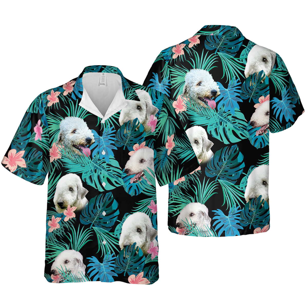 Bedlington Terrier Hawaiian Shirt, Dog Summer Leaves Hawaiian Shirt, Unisex Print Aloha Short Sleeve Casual Shirt Summer Gifts