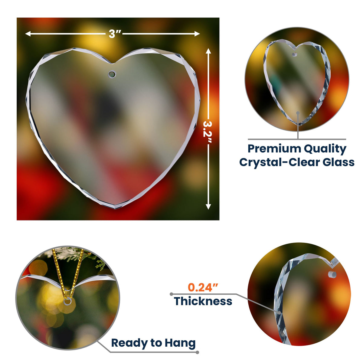 Memorial Gift I'm Always With You - Personalized Heart Glass Photo Ornament