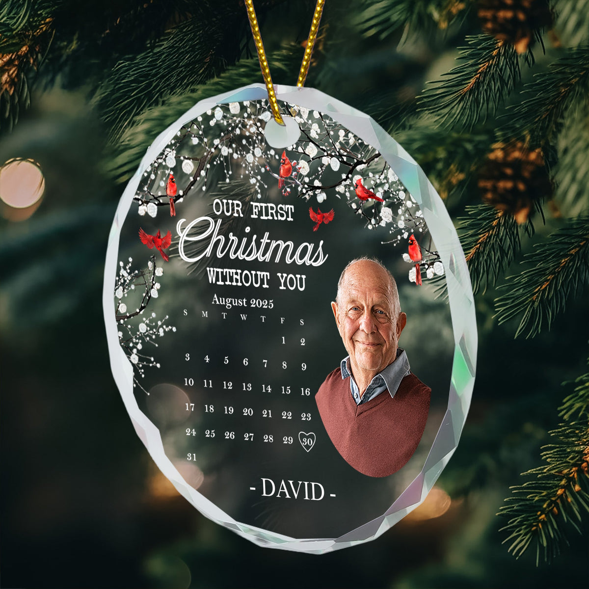 My First Christmas Without You Custom Year - Personalized Glass Photo Ornament
