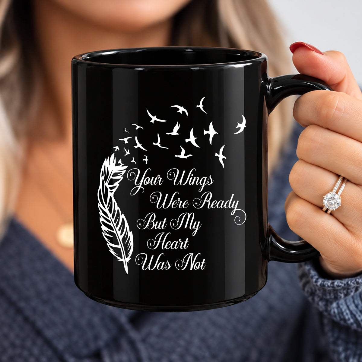 Your Wings Were Ready Memorial Mugs 11oz, Personalized Sympathy Gifts Drinkware