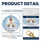 Safe In The Arms Of Jesus Memorial Christmas Ornament - Personalized Ceramic Photo Ornament