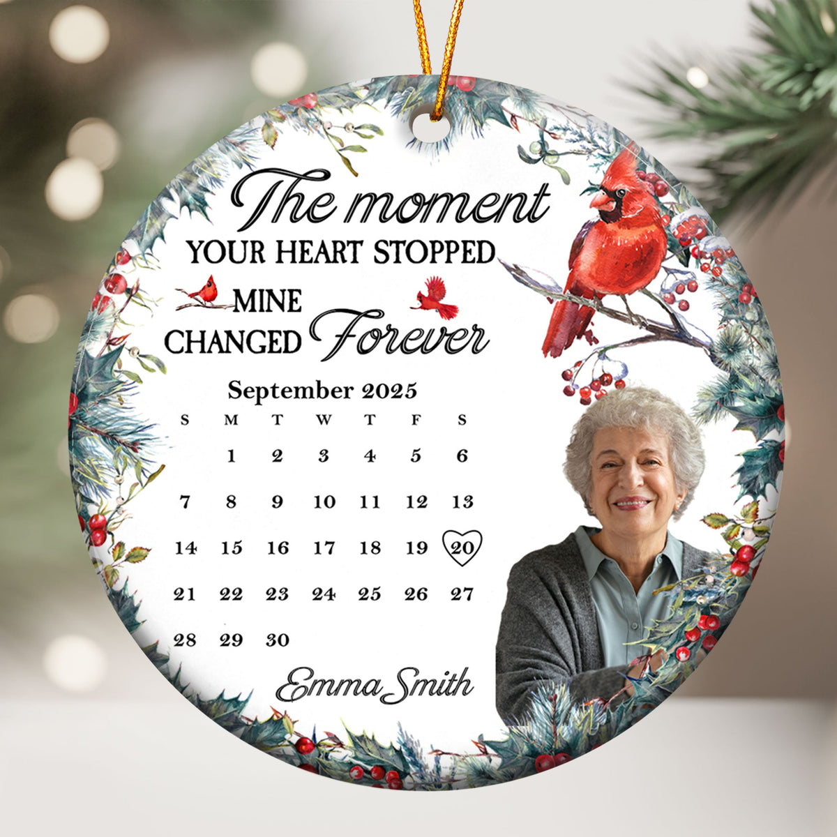 The Moment Your Heart Stopped Memorial Ornament - Personalized Ceramic Photo Ornament