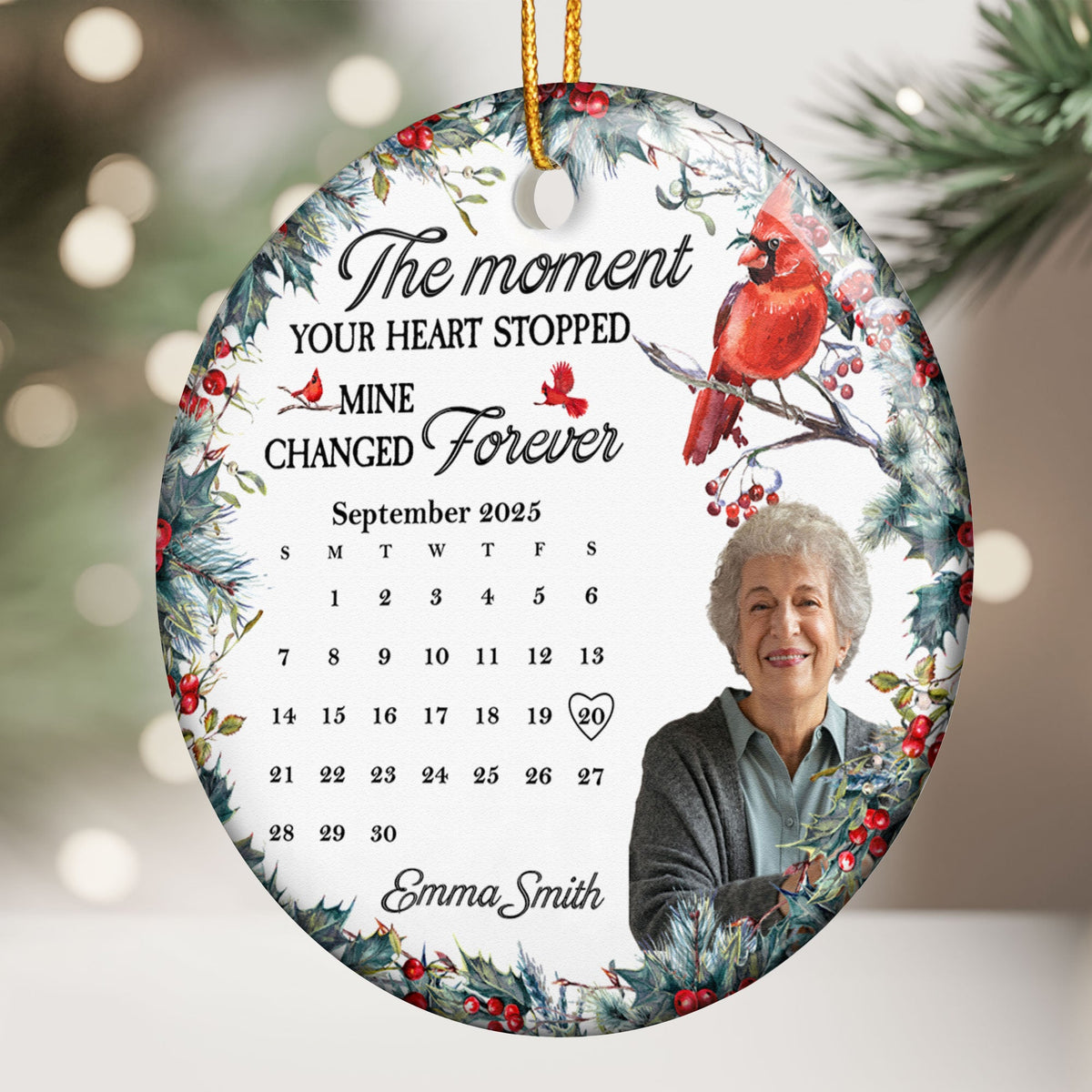 The Moment Your Heart Stopped Memorial Ornament - Personalized Ceramic Photo Ornament