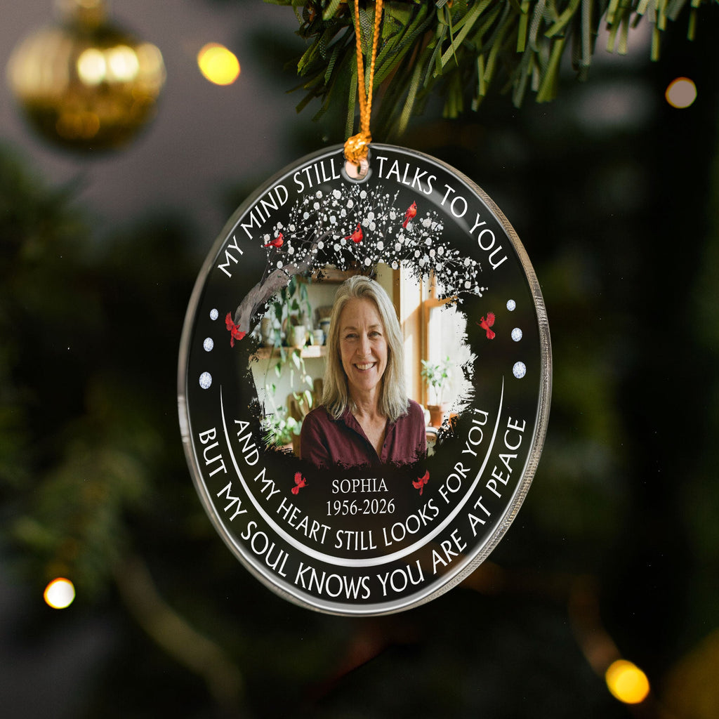 Custom Photo Memorial Christmas Ornament My Mind Still Talks To You - Personalized Ornament