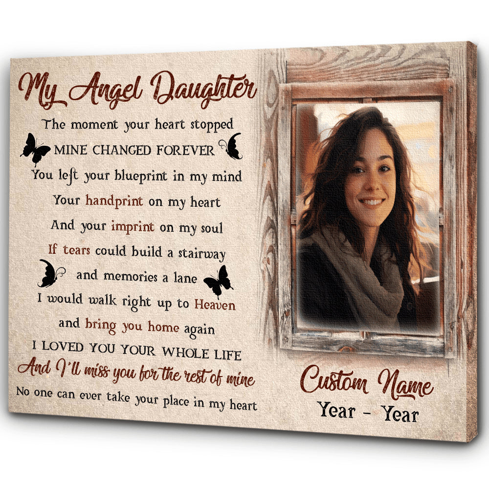 Daughter Memorial Canvas Gift | Sympathy Gifts For Loss Of Daughter| Daughter Angel In Heaven