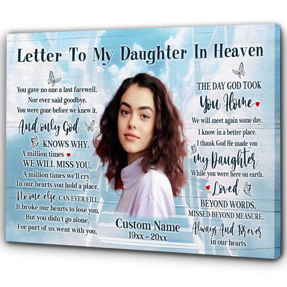 Daughter Memorial Canvas Gift | Letter To My Daughter in Heaven Gift| In Memory of Daughter