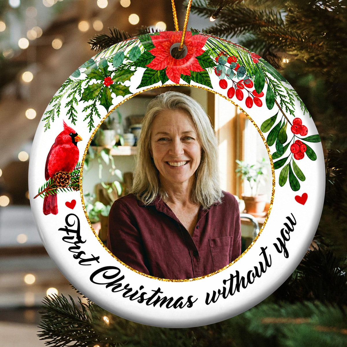 Memorial First Christmas Without Custom Photo - Personalized Ornament
