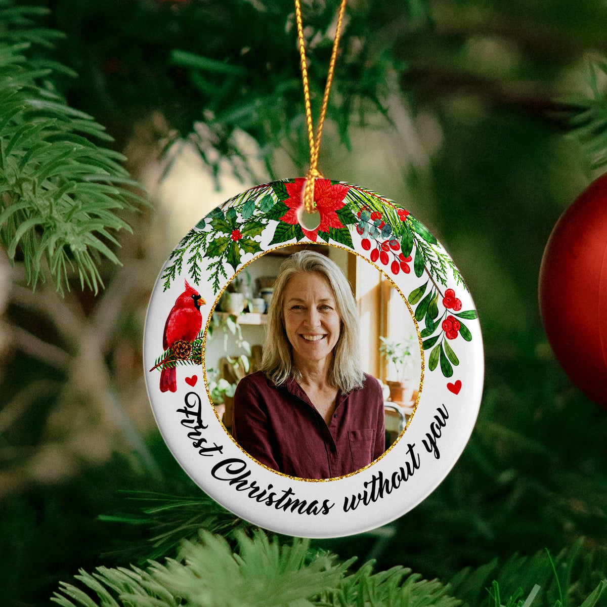 Memorial First Christmas Without Custom Photo - Personalized Ornament